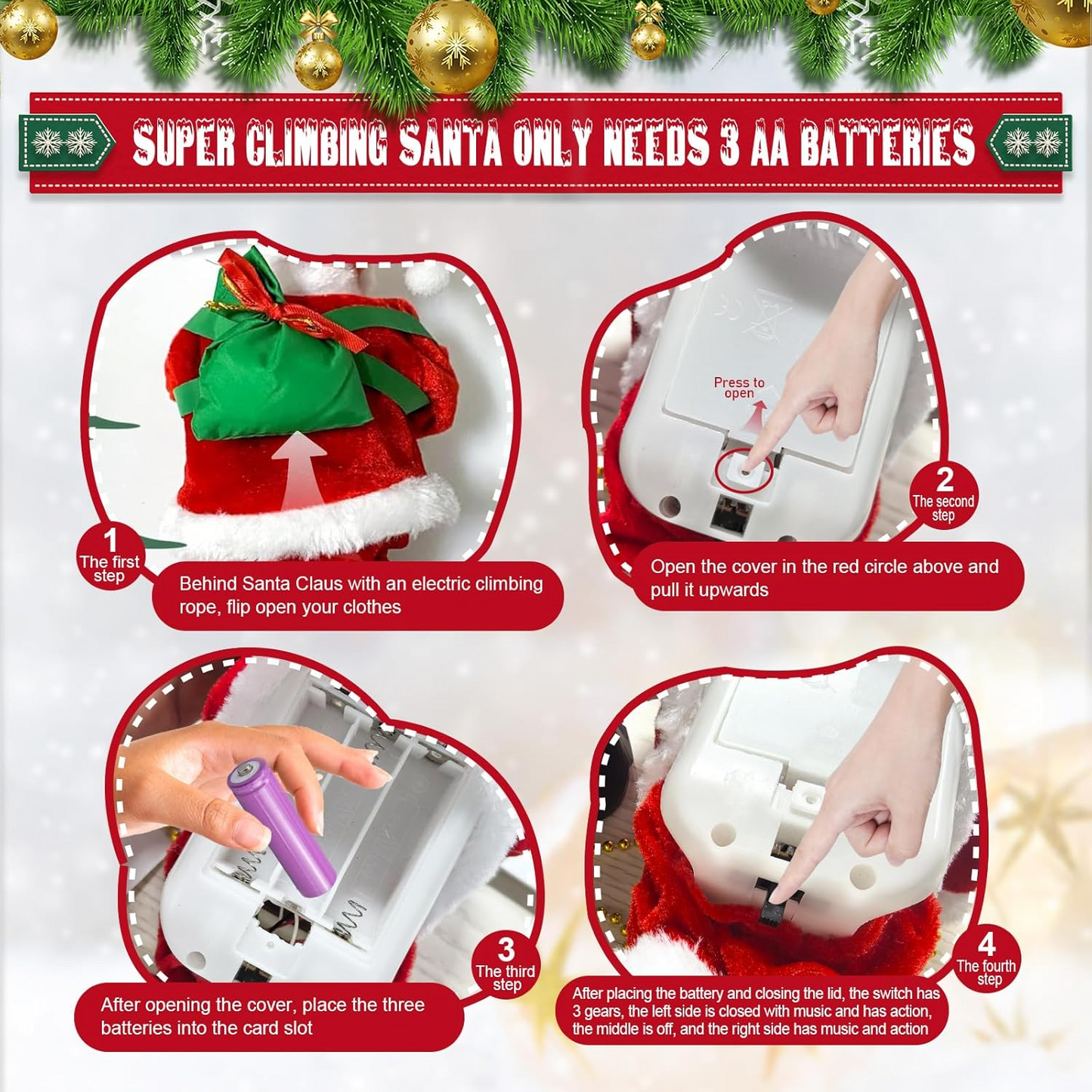 🎅Electric Climbing Santa Claus | 🎊Animated Christmas Decoration with Music | ✨Kids’ Favorite Holiday Toy | Limited Holiday 40% OFF!🎁