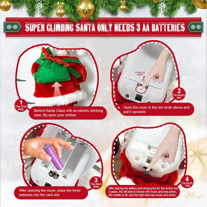 🎅Electric Climbing Santa Claus | 🎊Animated Christmas Decoration with Music | ✨Kids’ Favorite Holiday Toy | Limited Holiday 40% OFF!🎁