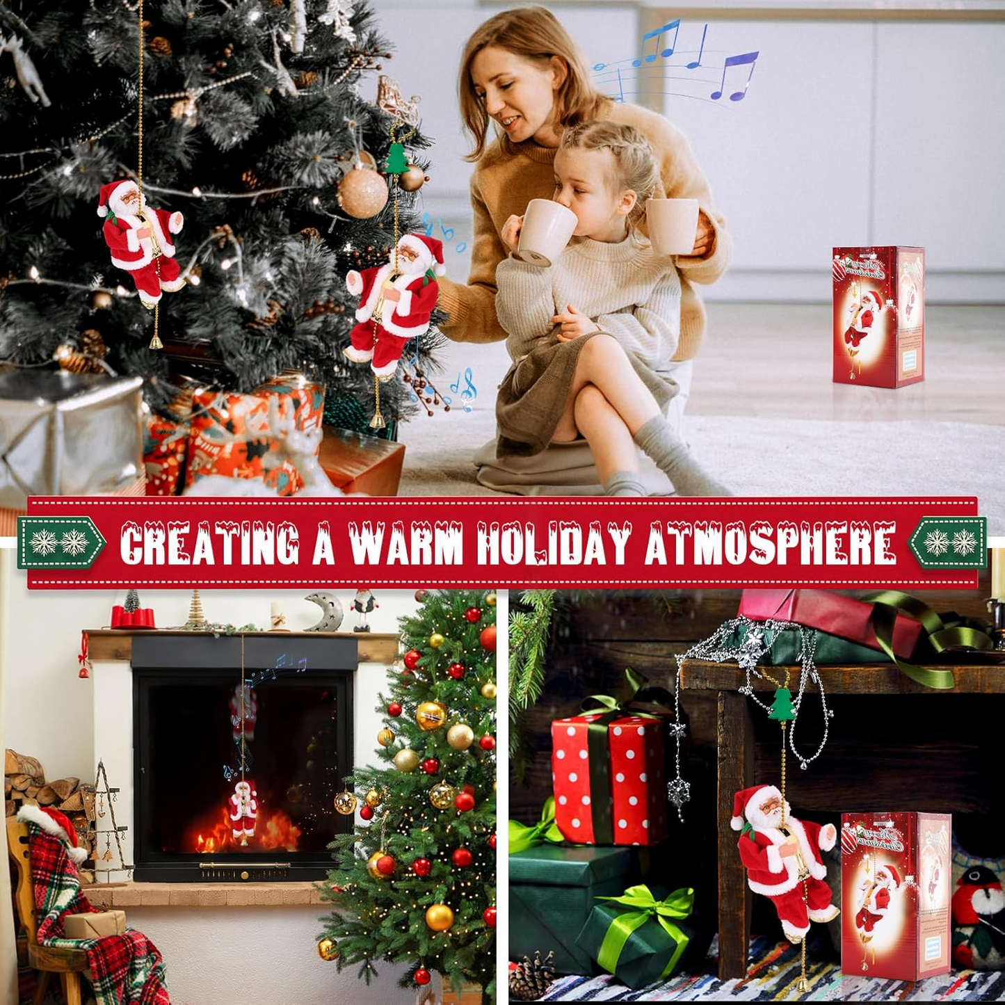 🎅Electric Climbing Santa Claus | 🎊Animated Christmas Decoration with Music | ✨Kids’ Favorite Holiday Toy | Limited Holiday 40% OFF!🎁