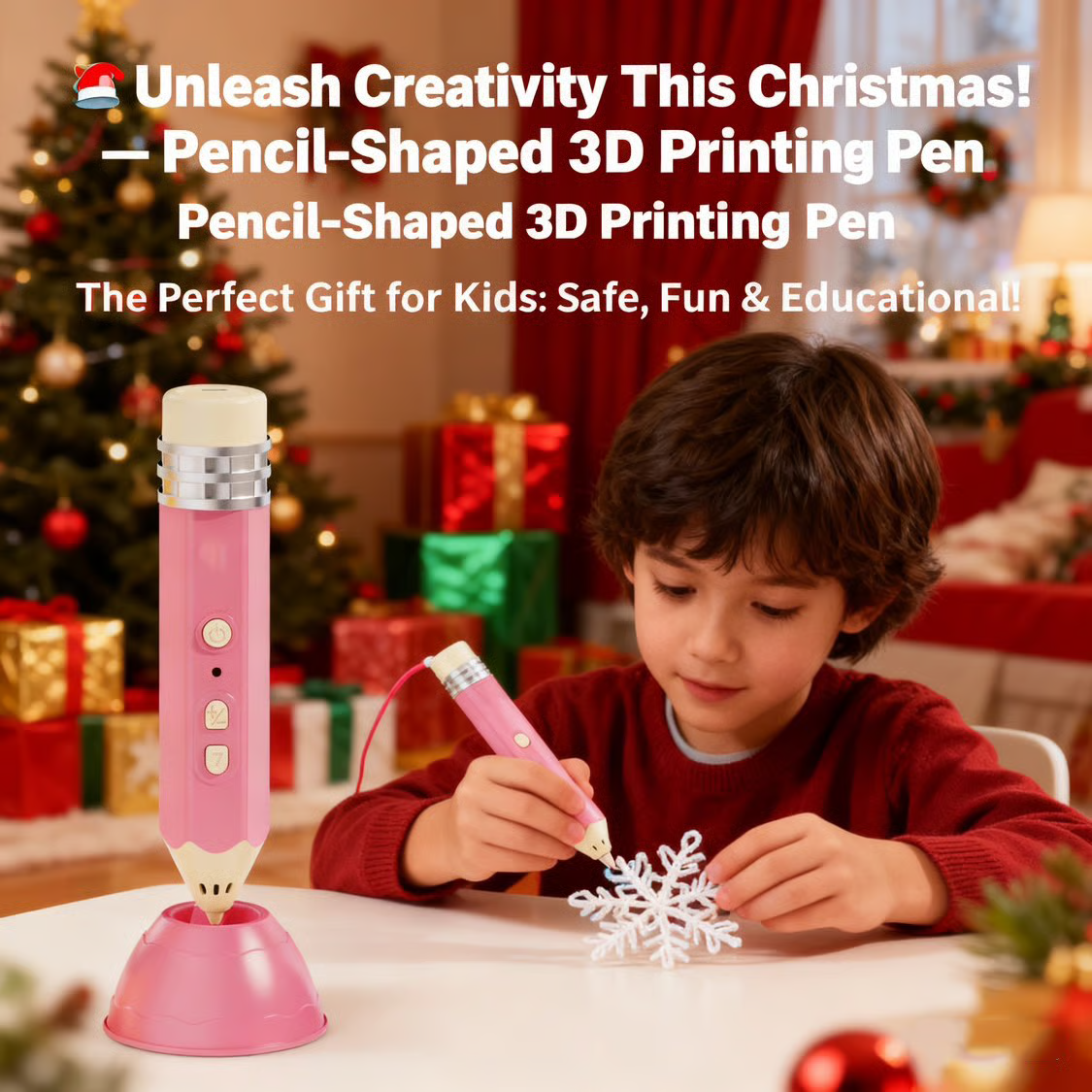 [49% OFF Holiday Special] Viral Pencil-Shaped 3D Printing Pen for Kids – Safe Low-Temp, Wireless & STEM Certified (Christmas Gift Bundle)