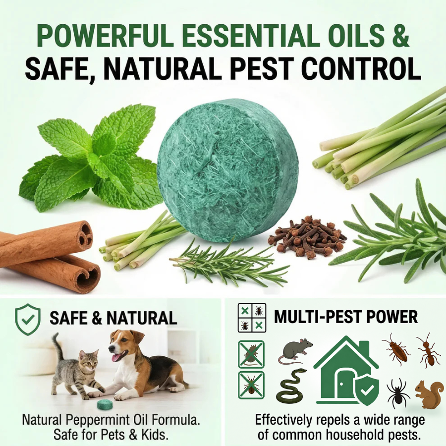 🟢 Natural Peppermint Rodent Repellent Tablets – 12 Pack-up