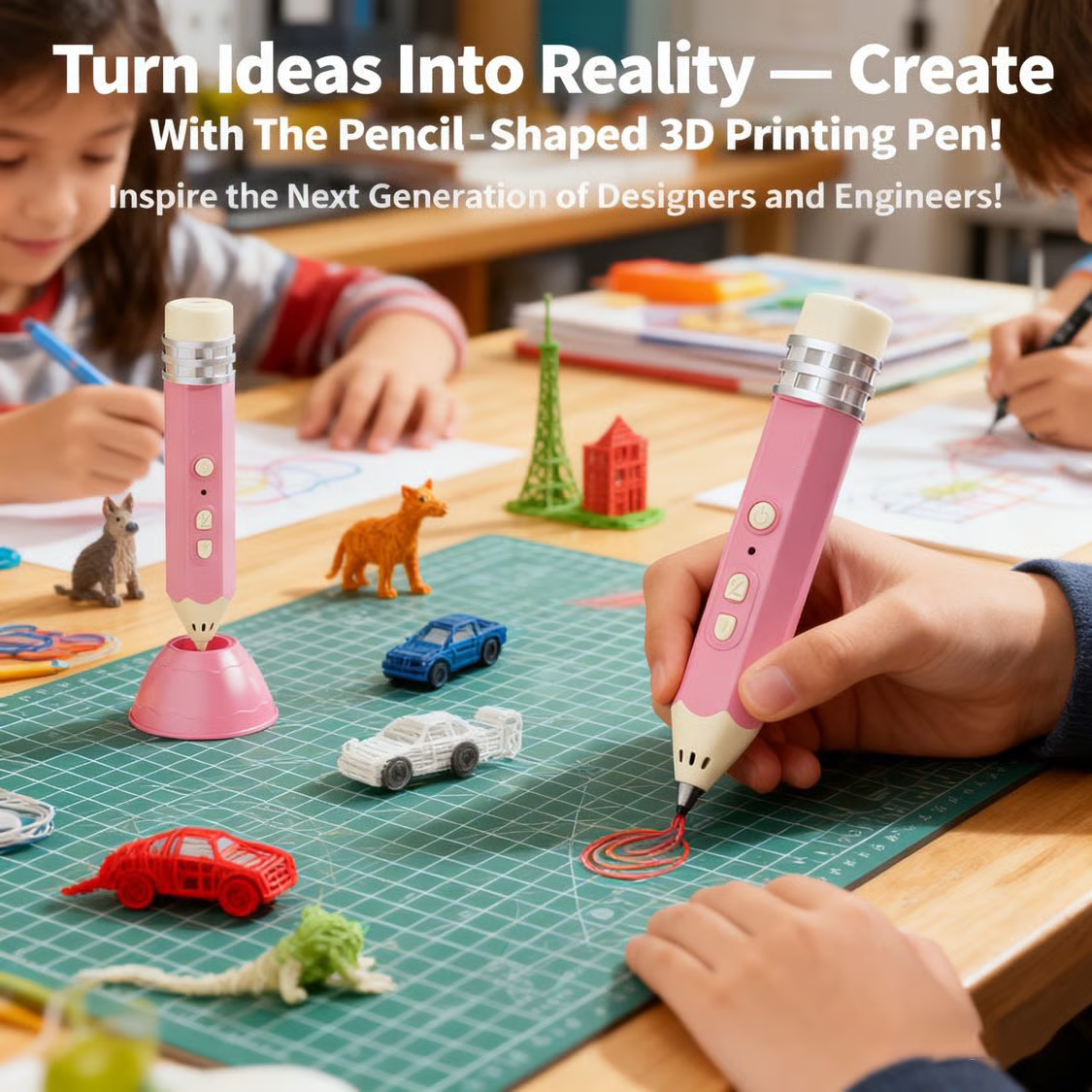 [49% OFF Holiday Special] Viral Pencil-Shaped 3D Printing Pen for Kids – Safe Low-Temp, Wireless & STEM Certified (Christmas Gift Bundle)