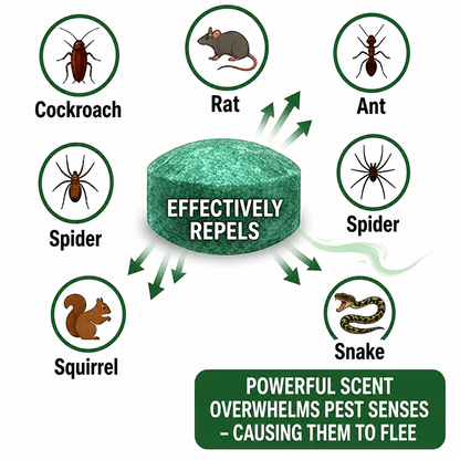 🟢 Natural Peppermint Rodent Repellent Tablets – 12 Pack-up