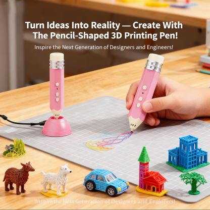 [49% OFF Holiday Special] Viral Pencil-Shaped 3D Printing Pen for Kids – Safe Low-Temp, Wireless & STEM Certified (Christmas Gift Bundle)
