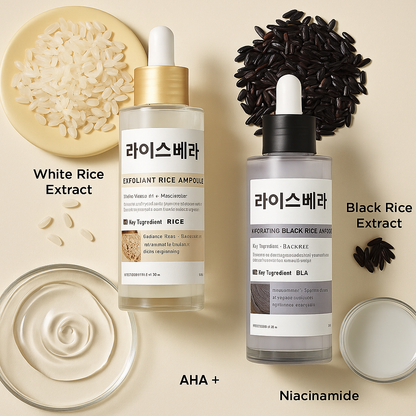 Rice Ampoule Duo (2 Bottles) – Clears Blackheads & Whiteheads, Revives Dull & Dry Skin. Safe for All Skin Types