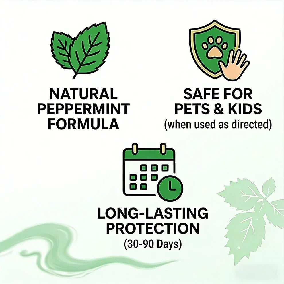 🟢 Natural Peppermint Rodent Repellent Tablets – 12 Pack-up