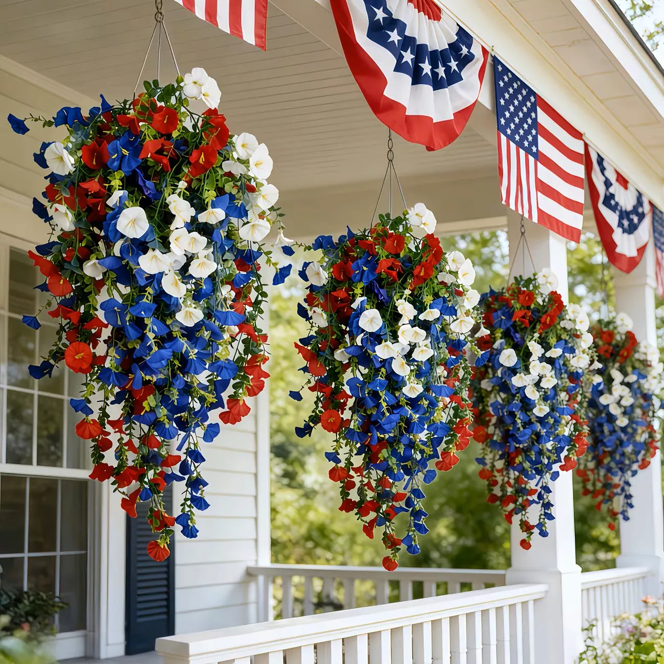 ✨ Celebrate America’s 250th Anniversary with Patriotic Hanging Flower Baskets