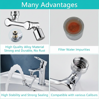 1080° Swivel Extender — Durable Alloy & Dual Spray Modes