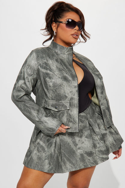 Leather Jacket - Charcoal/Combo